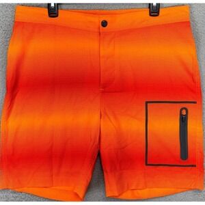 Mack Weldon Swim Trunks Mens 35-36 Orange Ombre Board‎ Shorts Swimwear Stretch